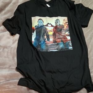 Black Graphic T-Shirt with Horror Print